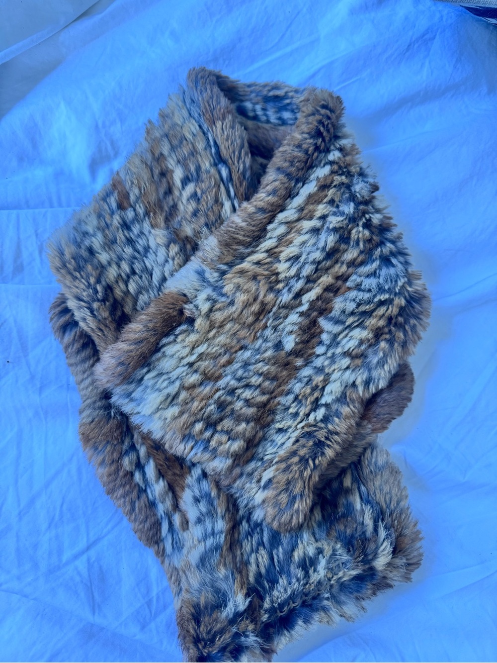 Adrienne landau rabbit fur loop infinity cowl neck scarf